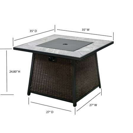Deko Living Gas Outdoor Firepit Table - 35 Inch COB10001